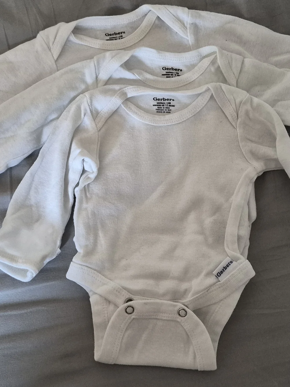 Gerber White Long-Sleeve Baby Bodysuit Pack